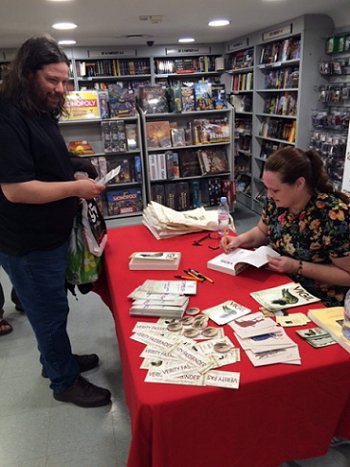 Angela Slatter signing copies of Vigil