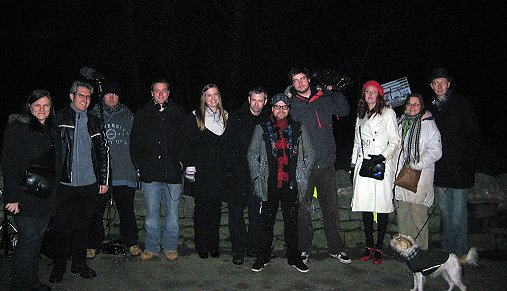 Cast and Crew of The Opportunity. L to R: Marie O'Regan, Paul Kane, Dominic Burns, Sam Lennox, Catherine Prout, Daniel Gough, Lewis Copson, Ed Williams, Clare Coleman, Mrs Coleman, Andrew Dennis and Mitzi. 