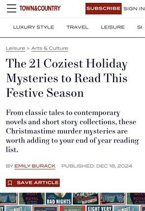 screenshot from Town & Country 'The 21 Coziest Holiday Mysteries to Read This Festive Season'
