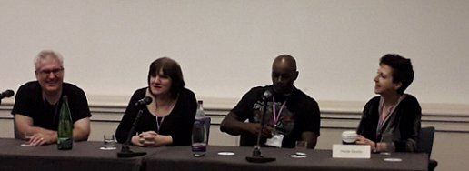 HWA UK AMA panel. L to R: Paul Kane, Marie O'Regan, C.C. Adams and Heide Goody