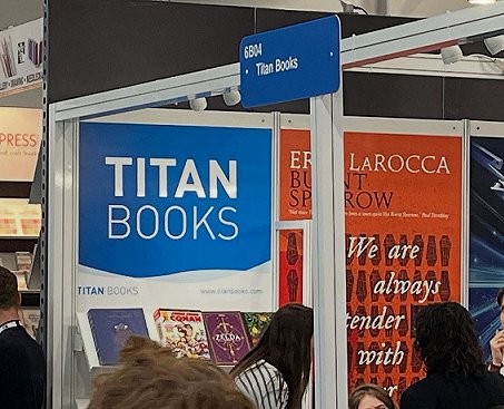 photograph showing the Titan Books stand at London Book Fair