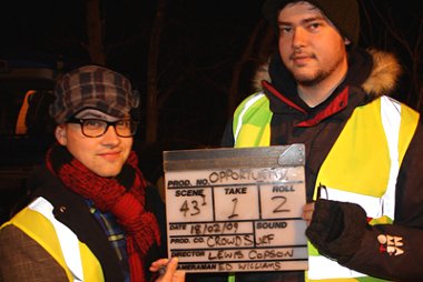 Lewis Copson, Ed Williams, on set of The Opportunity