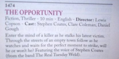 The Opportunity, Cannes Film Festival Short Film Corner programme, 2009