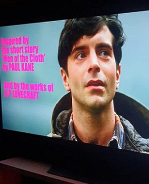 Screenshot: Sacrifice movie on TV, 'Inspired by the short story 'Men of the Cloth' by Paul Kane