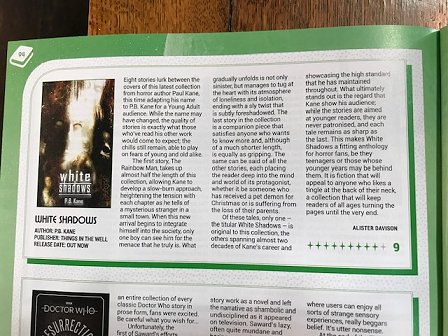 Starburst magazine: review of White Shadows by P B Kane