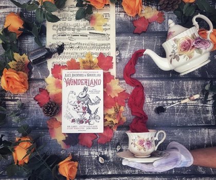 Display featuring Wonderland, edited by Marie O'Regan and Paul Kane