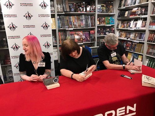 Laura Mauro, Marie O'Regan and Mike (M.R.) Carey